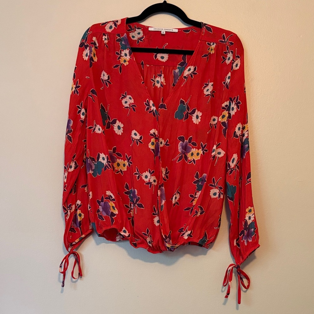 Collective Concepts Orange Floral Blouse